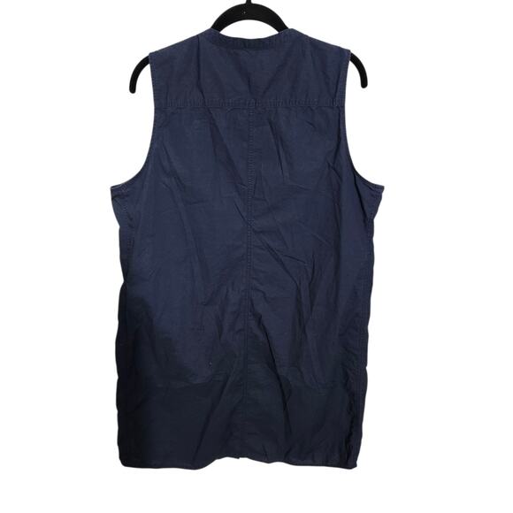 J. Crew Dress Navy Blue Preppy Button Front XL Sleeveless Shirt Dress - Picture 6 of 7